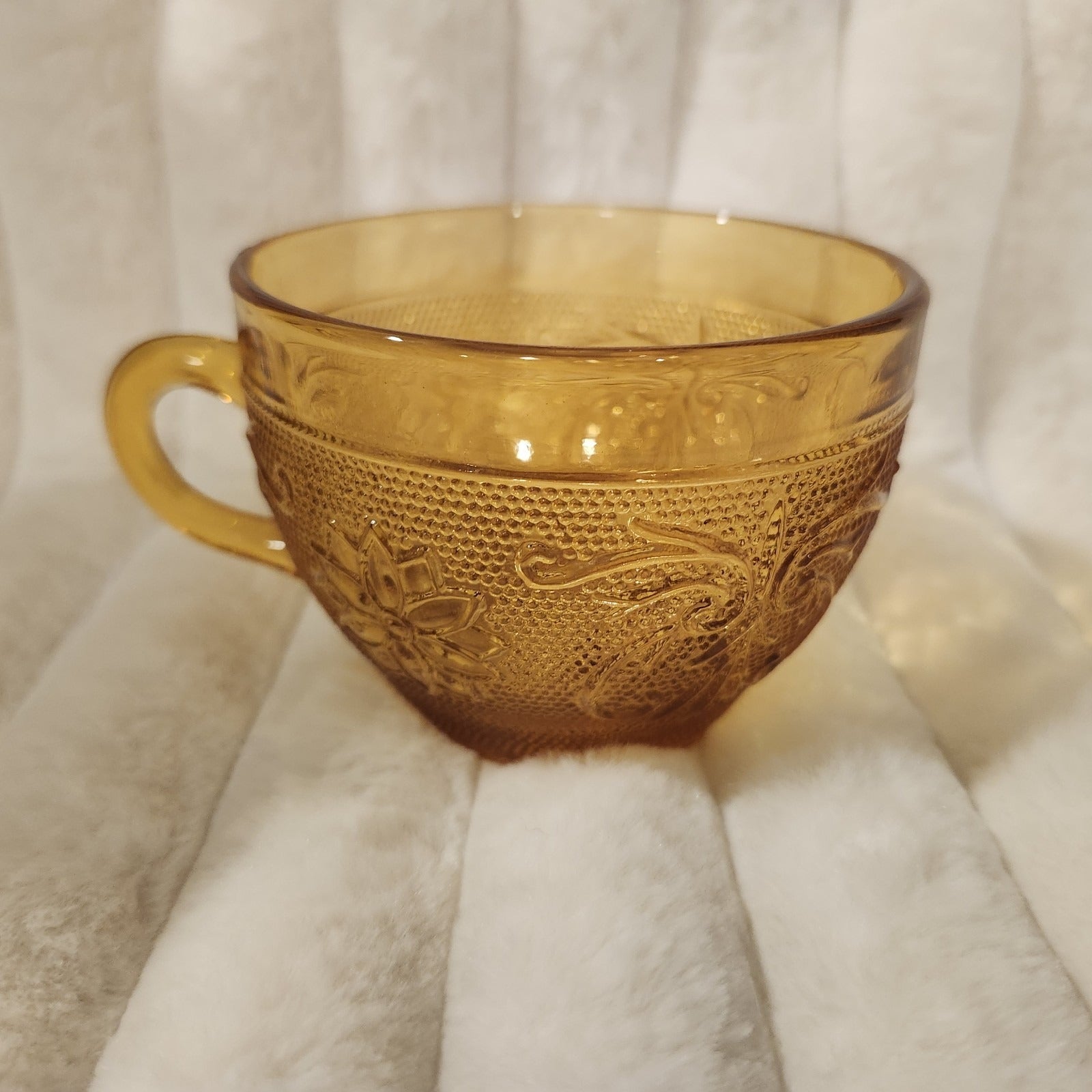 Tiara Indiana Glass Sandwich Amber Cup Vintage